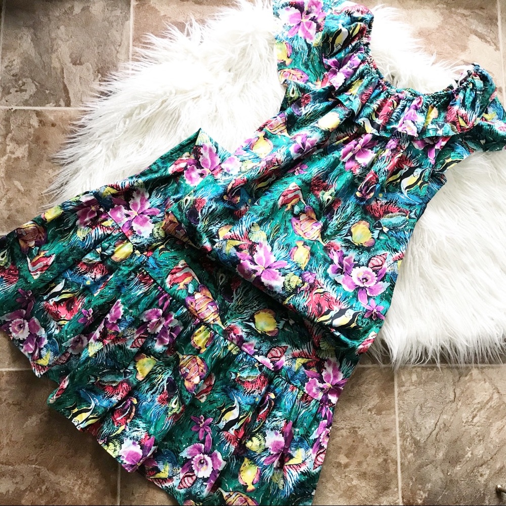 HILO HATTIE vintage tropical Hawaiian maxi dress S